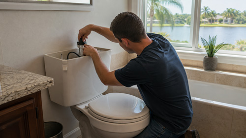 Professional toilet repair by <strong>Four Towns Plumbing</strong> in Deltona, FL